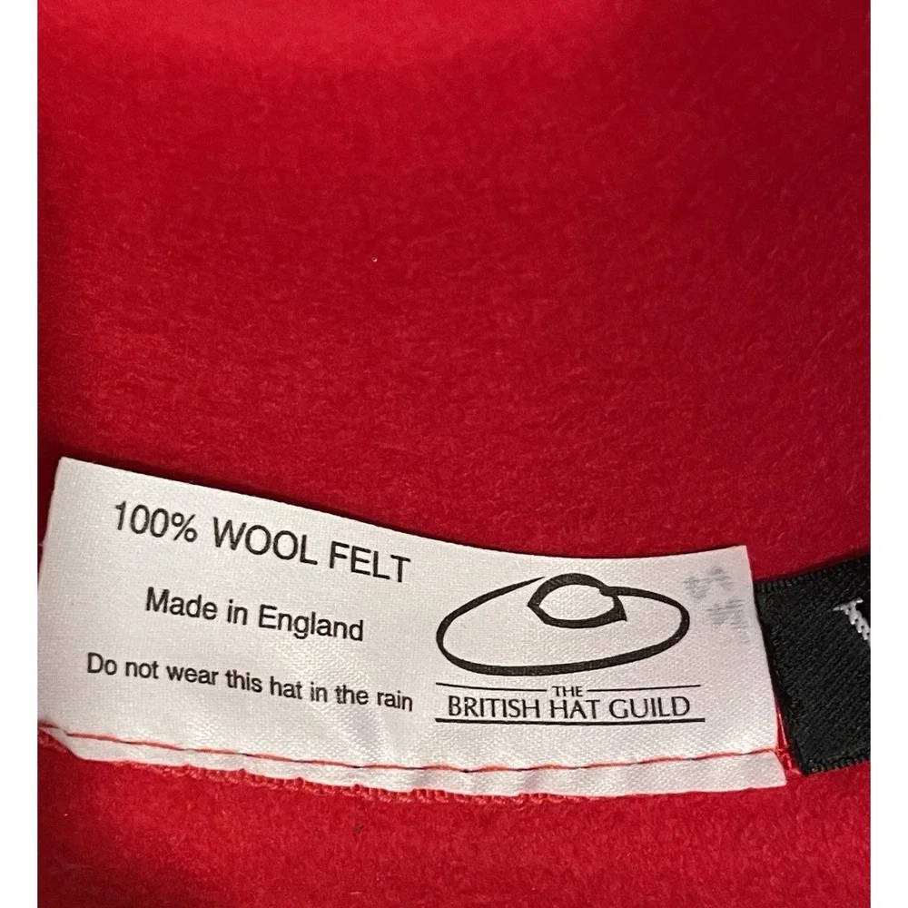 Vintage Viyella Wool Felt Hat Women‎ Red Black Mesh Net Cover Church UK Guild